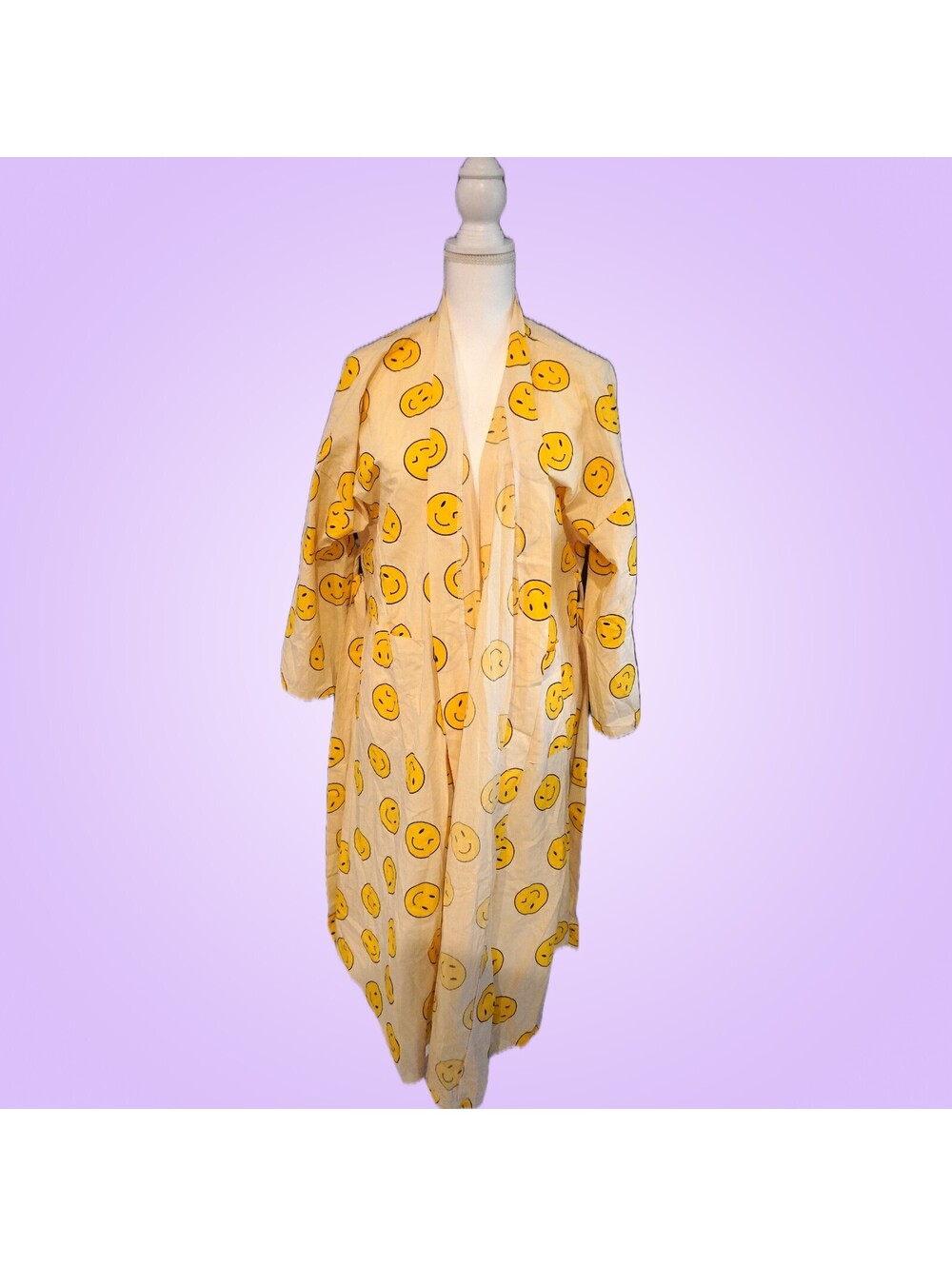 mon monde Smiley Face Belted Lightweight Robe / Duster